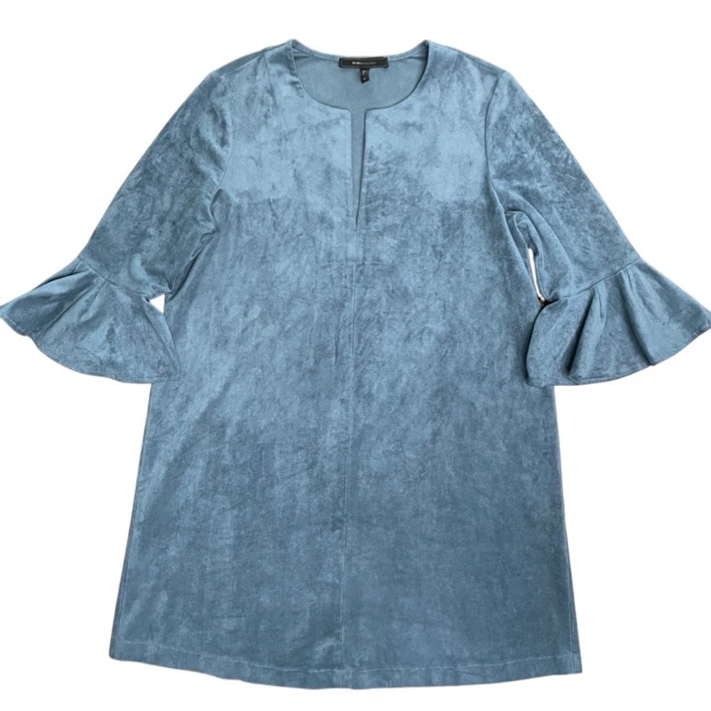 BCBG Maxazria Blue Suede Dress Pre-Owned